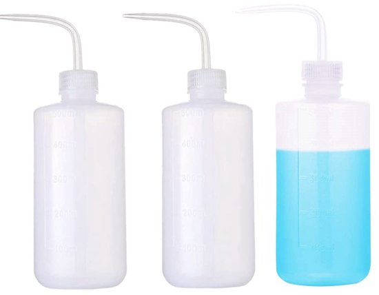 LATRAT 3 stuks gieter van kunststof, 500 ml, zachte flessen met smalle pipet, wassen met smalle mond, comprimeerbare flessen voor tattoo-lab, tuin, planten van Merkloos	