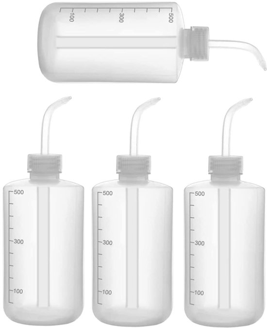 LATRAT 4-delige plastic sapcentrifugeset, gieters, veiligheidsflessen wassen doorzichtige flessen voor tuinieren, gietplanten, laboratorium, 250 ml van Merkloos	