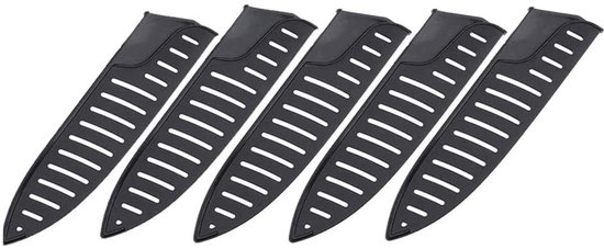 LATRAT 5 stuks lemmetbeschermers kunststof mesbescherming, kunststof mes beschermhoes lemmet protector cover voor 8 inch mes koksmes keukenmes fruitmes, zwart van LATRAT