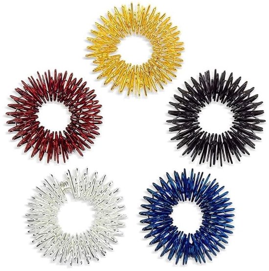 LATRAT 5 stuks massage ring acupressuur sensorische vingerringen acupressuurring spiky sensory vingerringen pijntherapie vingers van CHGee