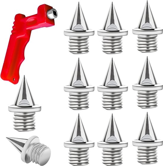 LATRAT 50 stuks 6 mm track spikes met 1 spike-sleutel, stabiele langlauf-spikes voor springen, hardlopen, wandelen, kunststof, loopbrug van Merkloos	