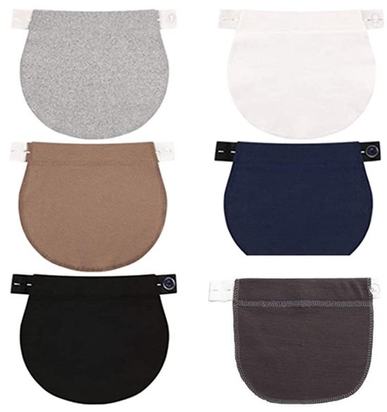 LATRAT 6 verpakkingen verlenging zwangerschapsbroek, verstelbaar, elastisch, tailleverlenging, zwangerschapsriem, elastisch, voor zwangere vrouwen, 6 kleuren, Meerkleurig, L van LATRAT