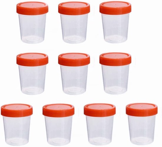 LATRAT 60 ml plastic monsterbeker Urine verzegelde container urine mok met schroefdop geschikt voor volwassenen 10 stuks voor medisch laboratorium gebruik van Merkloos	