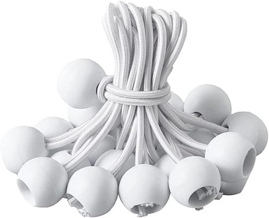 LATRAT Bungee Ball, elastische spanner met bol, elastische touwen met ballen voor luifels, elastische banner, bevestiging (wit 25) van LATRAT