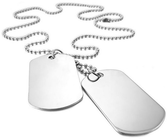 LATRAT Dubbele plaatje, legerstijl, militaire dog tag halsketting van roestvrij staal, voor mannen en jongens, militaire stijl, Roestvrij staal van LATRAT