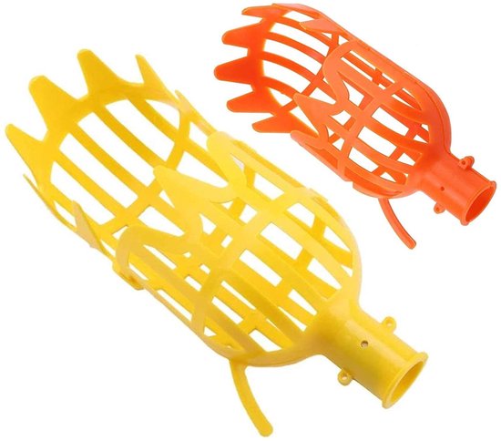 LATRAT Fruitplukker van kunststof, zonder stang, werkbesparend gereedschap voor huis, boomgaard, park, boerderij, tuin, luid, kersen, enz., geel en oranje van Merkloos	