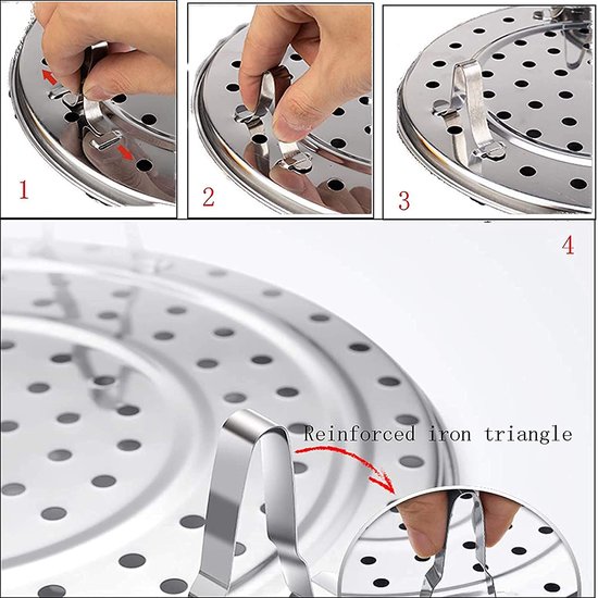 LATRAT Groentestomer met stoominzet van roestvrij staal, 3 stuks, roestvrij staal, staande stoompan, rek, streamer, rek, stoomplaat, voor thuis, keuken, restaurant, 20/24/26 cm van Merkloos	