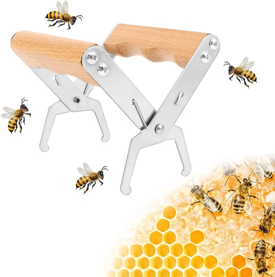 LATRAT Honingraattrekker tang met houten handvat van roestvrij staal, honingraatgereedschap, imkerijtang voor imkers ter bescherming tegen bijensteek van Merkloos	