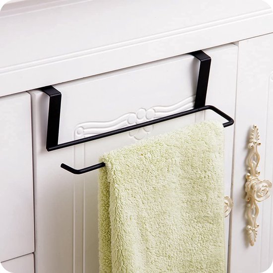 LATRAT Keukenrolhouder wand zwart, keukenrolhouder zonder boren/boren wandmontage, rollen papier handdoekhouder opbergrek kast kast weefsel rek (zwart) van LATRAT