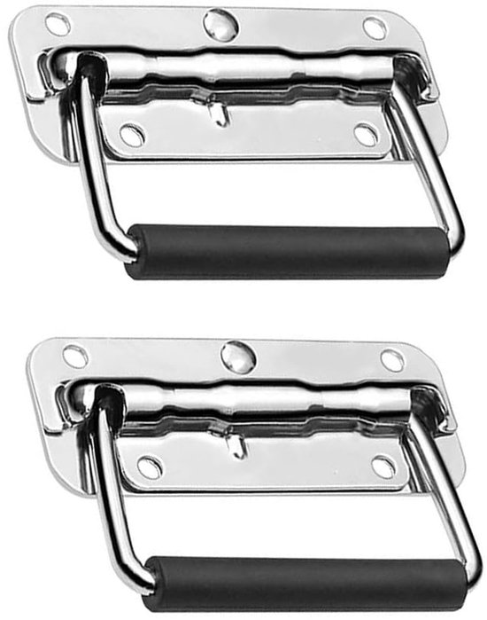 LATRAT Kistgreep, inklapbare veerring van roestvrij staal 304, zilveren handgrepen trekken zware stabiele borst handgrepen met lente voor luidsprekerboxen gereedschap dozen van LATRAT