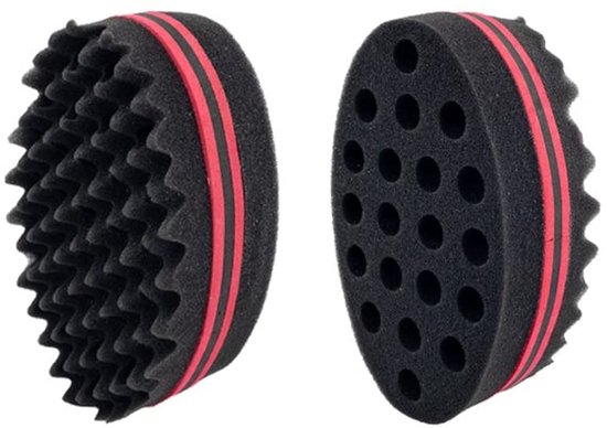 LATRAT Magic Curl Spons 2 stuks Magic Curl spons met grote gaten, voor dreadlocks Curl Coil Wave dubbelzijdig haar twist spons, Magic Hair Braider van Merkloos	