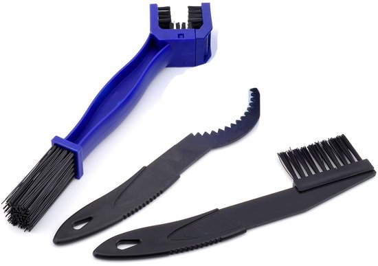 LATRAT Motorkettingreiniger, 3 stuks, kettingborstel, gereedschap voor fietsketting, slinger, banden, kettingblad, fietsen, schone borstel voor racefiets en motorfiets van LATRAT
