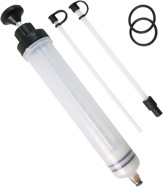 LATRAT Olie-afzuigspuit, 500 ml, olieverversingsgereedschap door afzuiging en vulling, oliepomp met 2 slangen en een paar reserve rubberen ringen van LATRAT