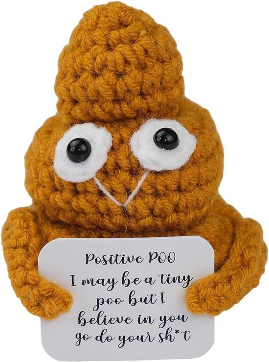 LATRAT Pocket Hug Positieve Aardappel, Creatieve Gebreide Wool Potato Doll, Veel Geluk Geschenken, Motivatiegeschenken (Golden Poo) van LATRAT