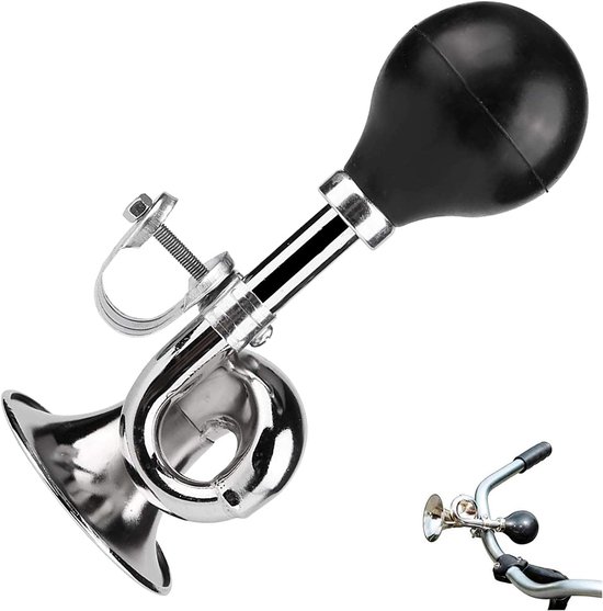 LATRAT Premium kwaliteit Classic Vintage fiets fiets Air hoorn rubber fietsbel bel verchroomd kogelclaxon met verstelbare klem voor stuurbevestiging van LATRAT