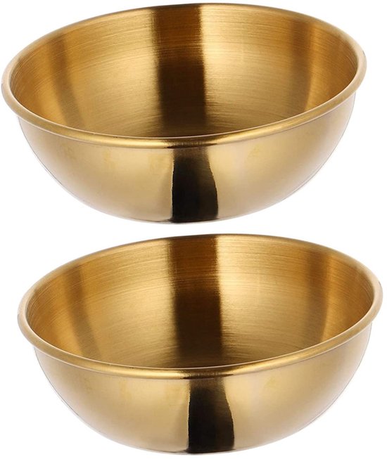 LATRAT Set van 2 roestvrijstalen dipschalen, ronde kruidenschalen, gouden kleine kruidenschalen, schoteltjes, kom, sushi-duikschaal, mini-voorgerechtenborden, fruitborden van LATRAT