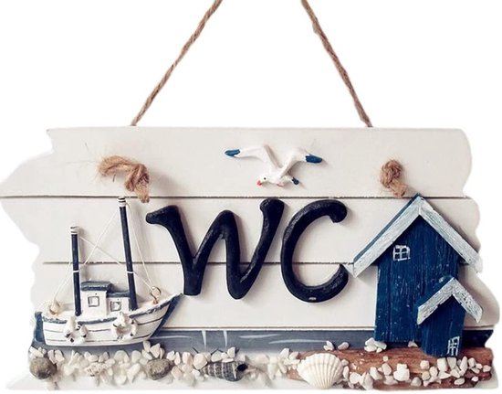 LATRAT WC-deurbordje toiletbord houten bord, handgesneden, om op te hangen, houten shingles, deurbordje, decoratiebord van Merkloos	