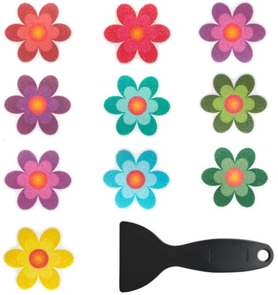 LATRAT Zelfklevende zelfklevende stickers, bloemen, antislip, voor badkuip, trappen, douches, gladde oppervlakken, 10 stuks van Merkloos	