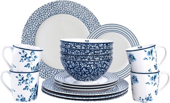 Laura Ashley Blueprint Serviesset - Servies - Dinnerset Giftset 16 Delig van Laura Ashley