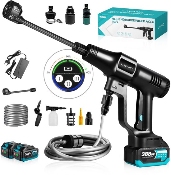 Lavano Hogedrukreiniger – Terrasreiniger – 2 Accu’s Inbegrepen – Hogedrukreiniger Accu – Accu Hogedrukreiniger – Draadloze Hogedrukreiniger – Hogedrukspuit van Merkloos	