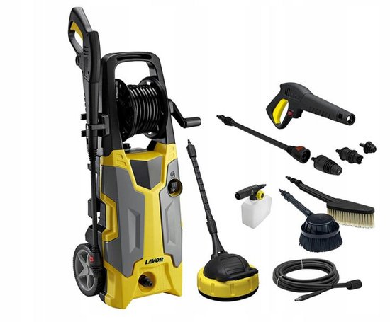 Lavor Stargate 180 Hogedrukreiniger - 2500W - 180 Bar - 510 l/u - Aluminium Pomp - Inclusief Haspel, Patio Cleaner en Borstels - 8.107.0048C van Merkloos	