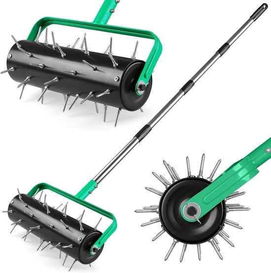 Lawn Chandelier Roller Manual 15 x 180 cm, Lawn Roll with 4cm Pins and Adjustable Handle, Rolling Lawn Chander - ShopVlot