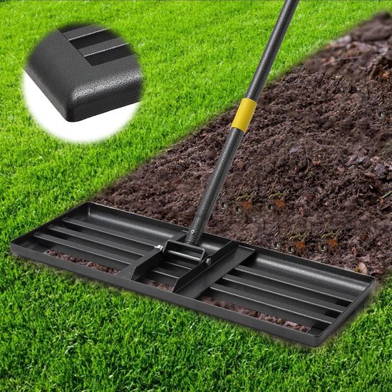 Lawn Leveling Rake met gebogen rand 68x25cm - Zware kwaliteit tuingereedschap voor het egaliseren van gazons, zand en aarde, ideaal voor tuinen en golfbanen