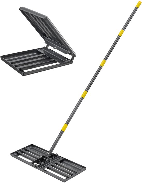 Lawn Rake - Opvouwbaar en Verstelbaar - 183 cm Robuuste Metalen Tuingereedschap