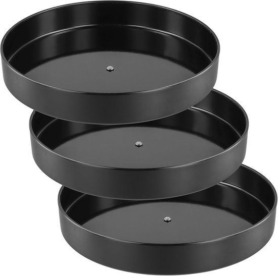 Lazy Susan Draaiplateau - 3 stuks - 30 cm - zwart - organizer - metaal - draaibaar kruidenrek - draaibare organizer voor specerijen - keuken - badkamer van iDesign