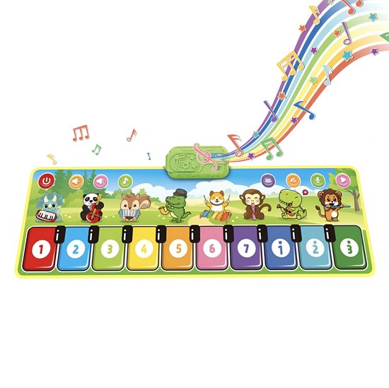 LEADSTAR Muziekmat- Speelgoed Voor Kinderen- 2 Jaar- Muziekmat- Baby- 110 x 36 CM - 8 Instrumentengeluiden- Modes- Multi-Tapijt- Dansmat- Vloermat- Educatief Speelgoed Voor Kinderen- Meisjes En Jongens van Lea
