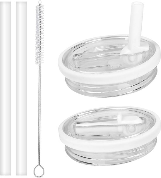 Leak Proof Lids voor Stanley Cup 40 Oz - Tumbler Flip Straw Lids Vervanging voor Stanley Quencher - Spill Proof - Splash Proof - Herbruikbare Cup Covers met 2 Straws van Merkloos	