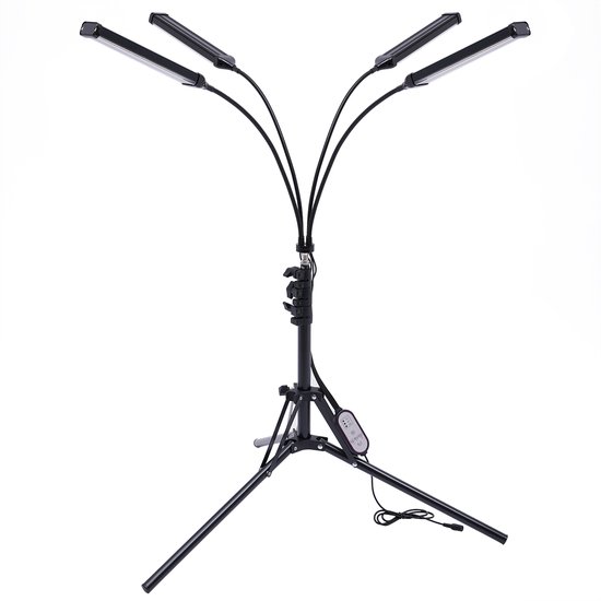 Led Plantenlamp 30w 4-Kops 420 Led Groeilamp Met Standaard Groeilicht Voor Kamerplanten 10 Dimbare Niveaus van Merkloos	