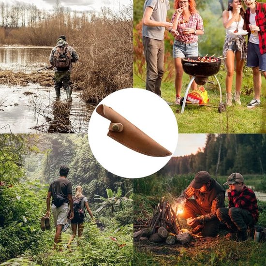 Lederen messenschede - verticale messentas voor riem - 14/17/20 cm lang - riemmesetui met riemlus en drukknopen voor jacht - vrije tijd - keuken - accessoires voor messen van Enseign刀.