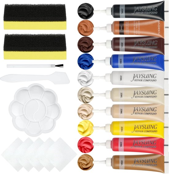Lederen reparatieset voor autostoelen - Leer Reparatie Verf Gel - Leerreparatieset voor meubels, jas, bank, boot of autostoel, elk materiaal te herstellen, 10 kleuren van Kraftrane