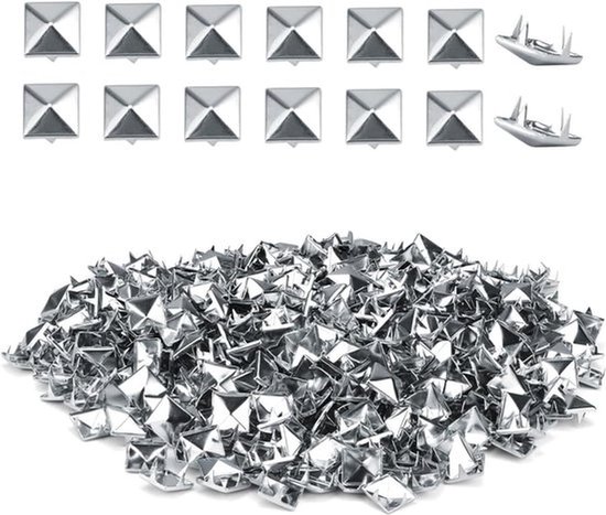 Leer rivetten, 500 stuks, 10 mm, metalen rivetten, vierkante kop met 4 klauwen, hoogwaardig verzinkte decoratieve rivetten, geschikt voor leer, kleding, schoenen en broeken, huisdierhalsbanden