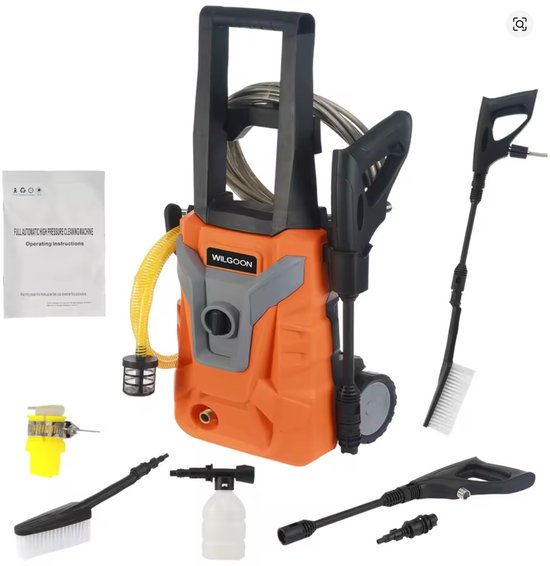 LeeuwenChoice® Hogedrukspuit 2200 Watt - Hogedrukreiniger Voor Huis,Tuin,Keuken Gebruik - Met Wieltjes & Slang van Merkloos	