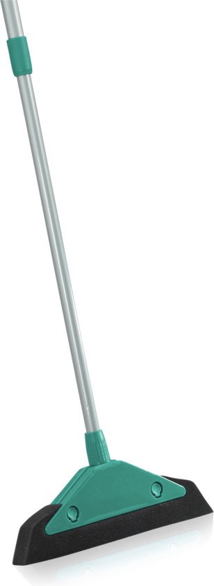 Leifheit Soft & Easy schuimbezem met telescoopsteel - 34 cm wisbreedte - 75-130 cm lengte - turqouise - grijs van Merkloos	