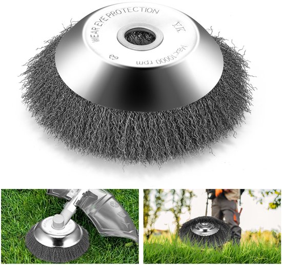 Lemlit Improved Concept Onkruidborstel voor Bosmaaier en Grastrimmer - 8 Inch 19,8 cm - Staaldraad Borstelkop voor Onkruid en Mos - Zilver