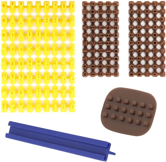 Letter Stamps voor Klei - Alphabet en Cijfers Accessoires Inbegrepen - Gele 8 Stuks Set voor Kleien - Tiny Cookie Stamp Letters voor Koekjes en Pottery DIY Projecten van Merkloos	