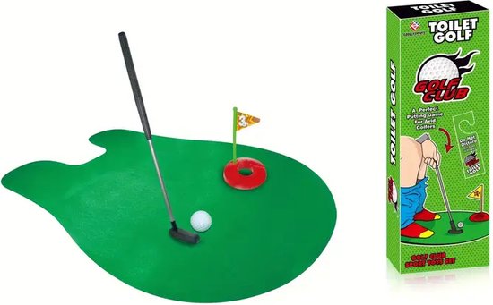 Leuk Mini Golf Toilet Spel – Perfect Cadeau voor Vaderdag, Valentijnsdag of als Grappige Verrassing – Inclusief Golfset en Mat – Geen Batterijen Nodig van Relaxdays