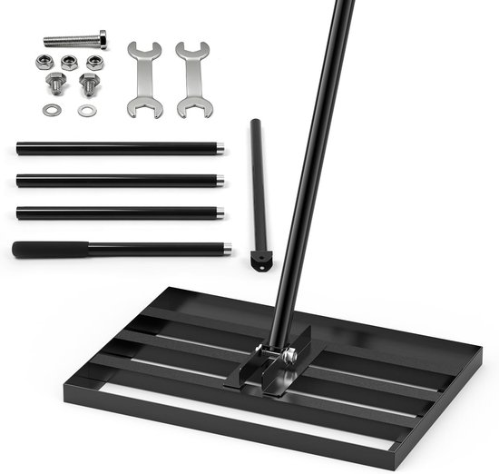 Leveling Rake gazonbeluchter en zandstrooier met smalle rand, roestvrij door poedercoating, 210 x 43 x 30 cm, ideaal voor tuin, golfbaan en landschapsarchitectuur