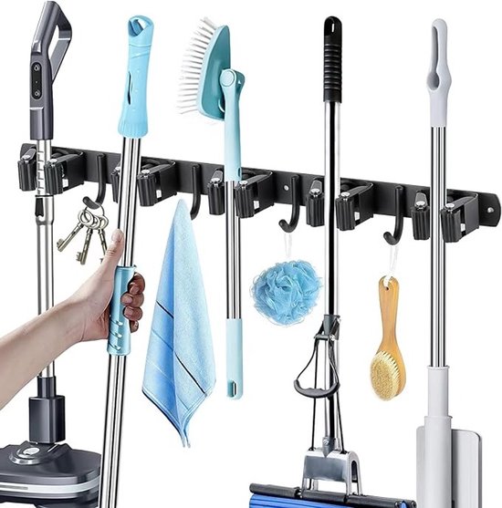 Lexium Bezemhouder - Bezem Ophangsysteem - Bezemhouder ophangsysteem - Tuingereedschap Ophangsysteem - Gereedschapshouder - RVS - Tuin van Lexium