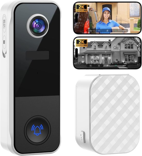Lexium Video deurbel zonder abonnement - Deurbel met camera - Draadloze video deurbel - Beveiliging woning - Deurbel met app - Slimme deurbel - Geen maandelijkse kosten - Beveiligingscamera - WiFi deurbel - Voor smartphone en tablet van Lexium
