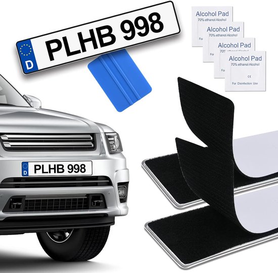 License Plate Holders - 50 x 10 cm - Zelfklevende Frameloze Weerbestendige Kentekenhouder - Auto Kentekenplaat Houder met Speciale Lijm - Montage Set voor Kentekenplaten van Merkloos	