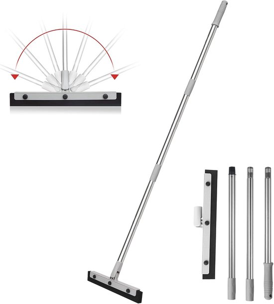 Lichtgewicht 14 inch vloerwisser met roestvrijstalen verlengstang - Perfect voor badkamer, keuken en tapijt