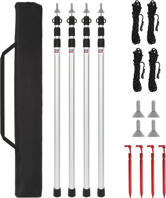 Lichtgewicht Aluminium Telescoopstokken 87-234 cm voor Tenten, Tarp en Zeil - Verstelbaar