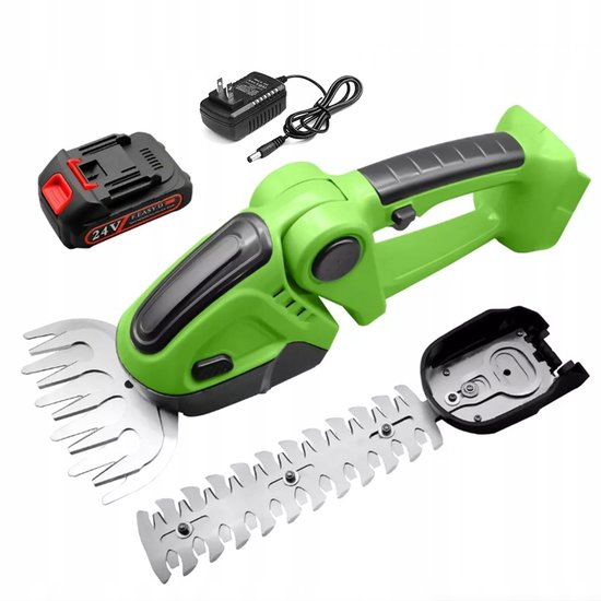 Lichtgewicht grasmaaier - Handgrasmaaier - Accu Heggenschaar - 500W - Groen - 1500 mAh, 100 minuten batterijduur - Dubbele schakelaarbeveiliging - SK5 stalen messen - Tuingereedschap voor snoeien