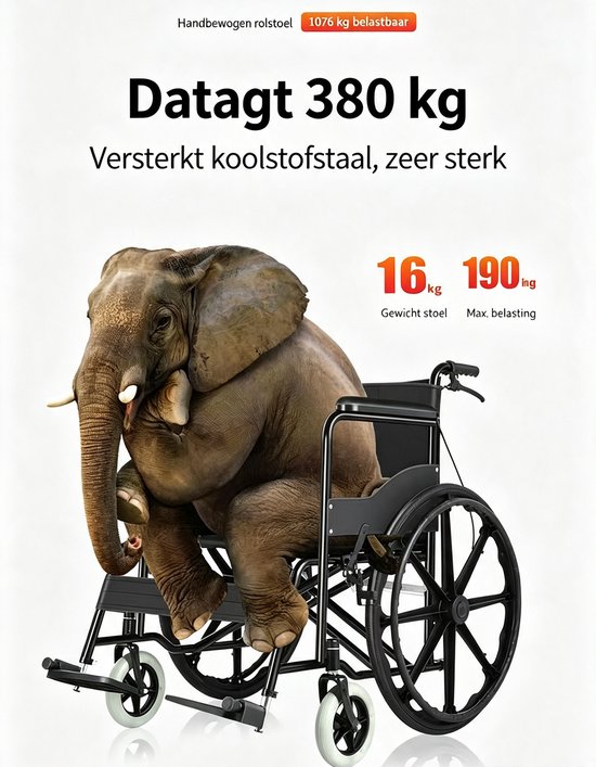 Lichtgewicht opvouwbare rolstoel Verbeterde mobiliteitsondersteuning Stevig en duurzaam Comfortabele bekleding Armleuningen Zwart Zithoogte 50 cm