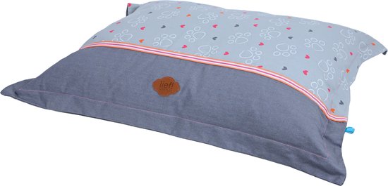 Lief! hondenkussen Volant girls grijs/roze 100 x 80 cm van lief!