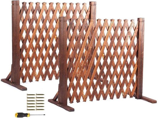 LifeStages® 2 stuks houten hekwerk uittrekbaar hondenhek tot 160 cm opvouwbaar variabel verstelbaar uittrekbaar trapbeschermingsrooster vrijstaand tuin balkon terras 160 x 70 cm van LifeStages